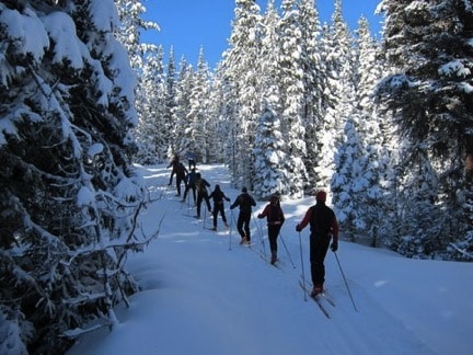Cross-country skiing in Hyalite Canyon